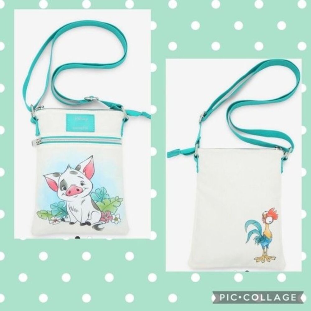 Loungefly Disney Moana Pua & Hei Hei Watercolor Passport Crossbody Bag